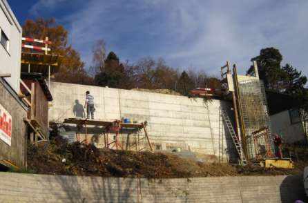 EFH Schellenstrasse 60, 8708 Männedorf, Projekt und Baukontrolle Tragstruktur in Massivbauweise, Projekt und Bauleitung Baugrubensicherung mit Vernagelung