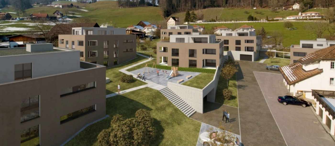 Überbauung Ringstrasse, 8856 Tuggen, Projekt und Baukontrolle Tragstruktur in Massivbauweise, Projekt und Baukontrolle Baugrube mit Baugrubensicherung, Örtliche Bauleitung Tiefbauarbeiten, Baugrubenüberwachung durch die Geoterra AG