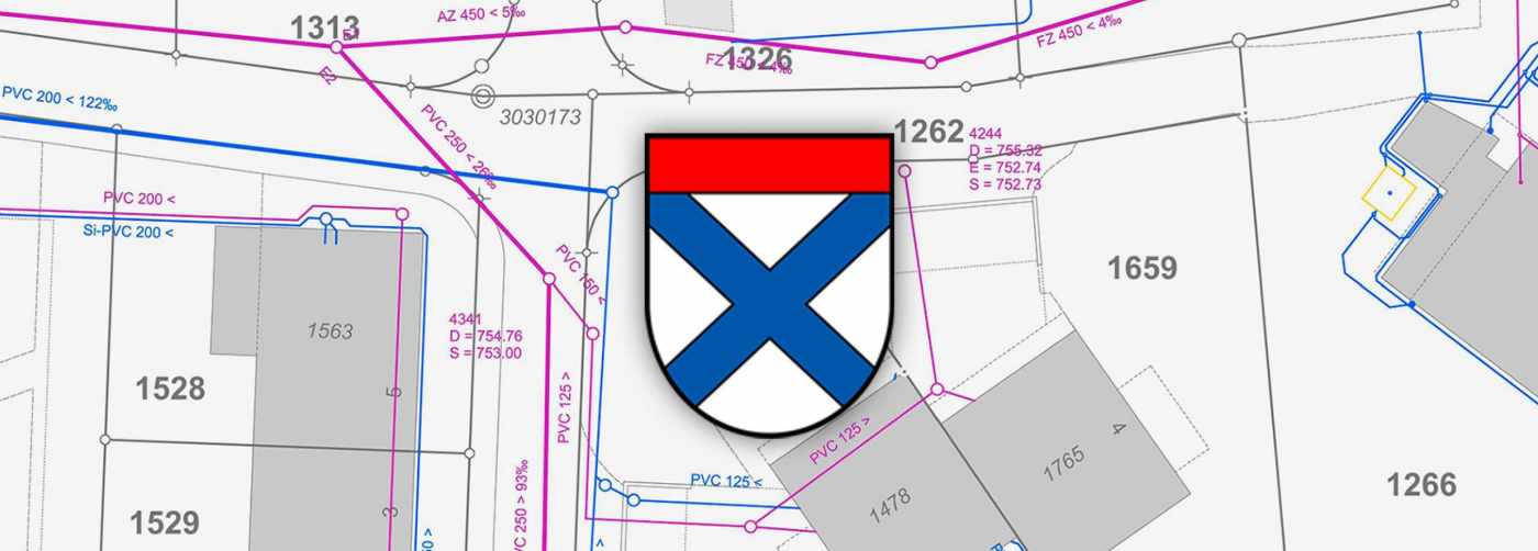 Leitungskataster, Greppen, Aufnahme Abwasser- / Wasserleitungen, Nachführung des Leitungskatasters