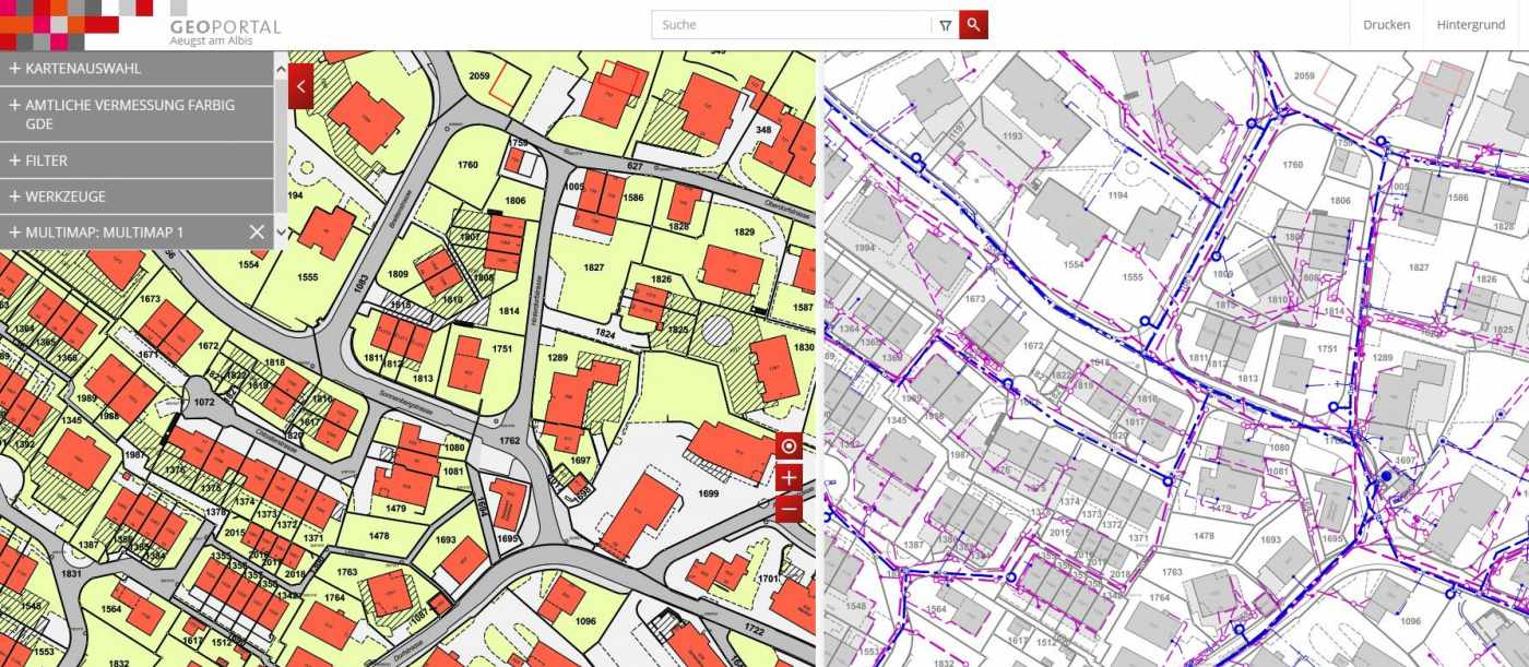 WebGIS diverser Gemeinden, Beratung / Pflichtenheft, Datenbeschaffung bei den Fachplanern, Intergration ins WebGIS, Hosting im Rechenzentrum, Schulung und Support vor Ort