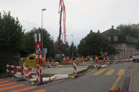 Betonkreisel Baer, Küssnacht, Bauprojekt mit Kostenvoranschlag, Verkehrsführung und Bauphasen, Koordination ÖV, Devisierung, Ausschreibung und Offertvergleich., Ausführungsprojekt, örtliche Bauleitung, Ausmass, Abrechnung, Kostenkontrolle