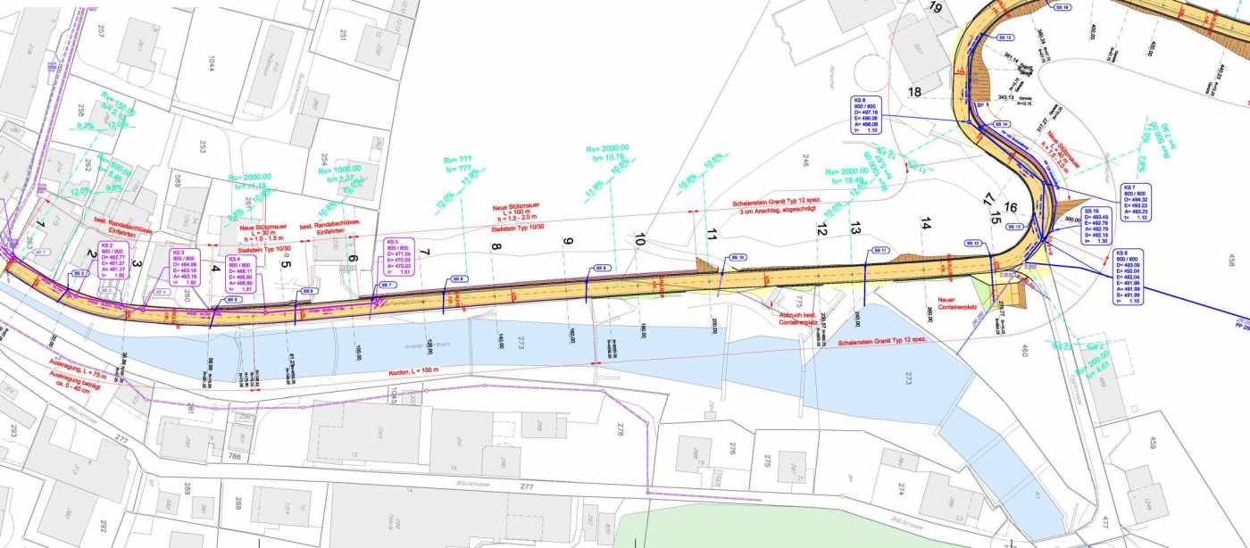 Basiserschliessung Gschwendstrasse, 
Gersau, Vorprojekt, Bauprojekt, Auflageprojekt / Bewilligungsverfahren