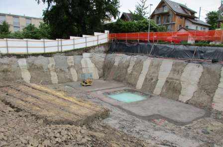 Neubau zwei MFH Orgeliweg 3/5,
8708 Männedorf, Projektund Baukontrolle Tragstruktur in Massivbauweise, Projektund Fachbauleitung Baugrube mit Baugrubensicherung