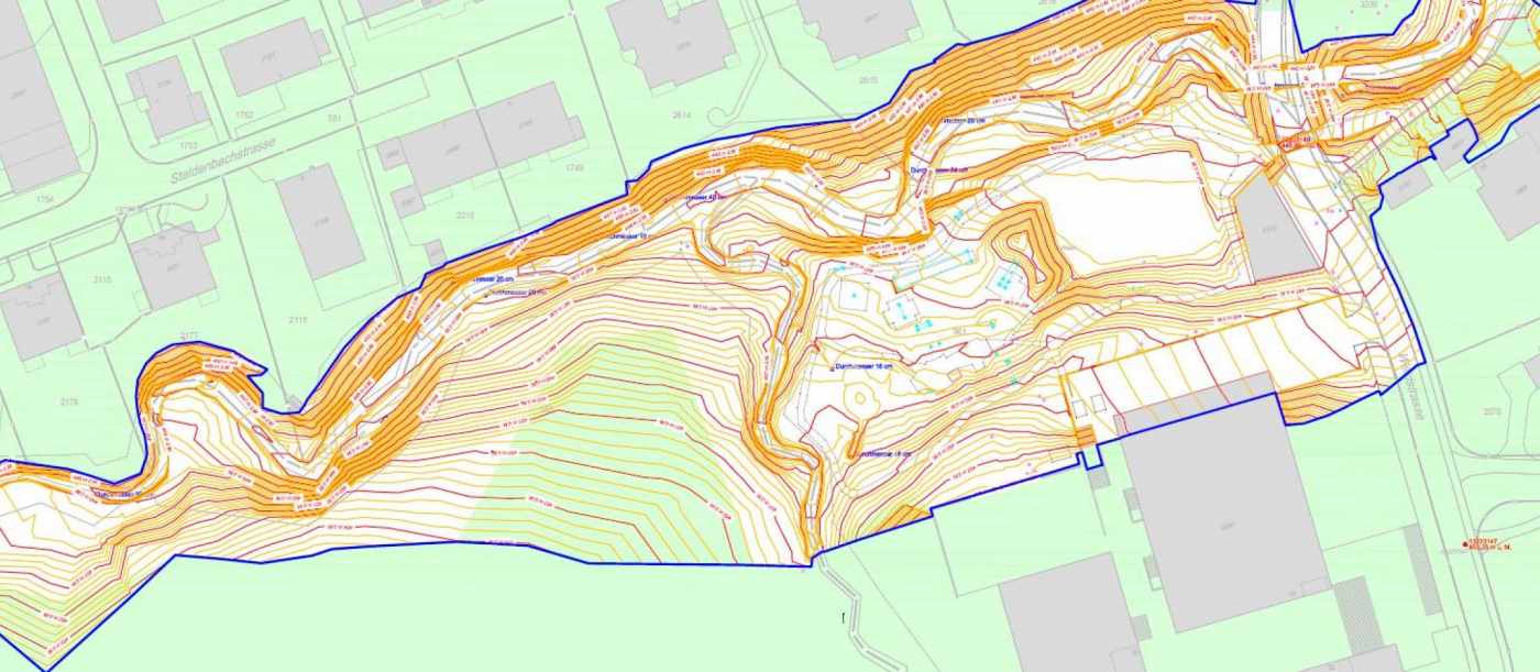 Hochwasserschutz Staldenbach, Pfäffikon, Erfassung Grundlagedaten (DGM), 3D-Visualisierung derunterschiedlichen Varianten., Weitere Dienstleistungen.