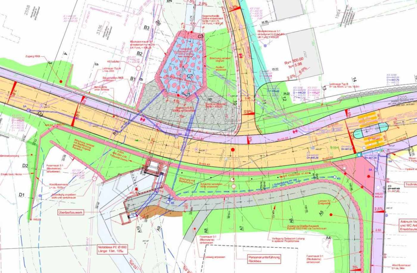 Hochwasserschutz Staldenbach, Pfäffikon, Erfassung Grundlagedaten (DGM), 3D-Visualisierung derunterschiedlichen Varianten., Weitere Dienstleistungen.