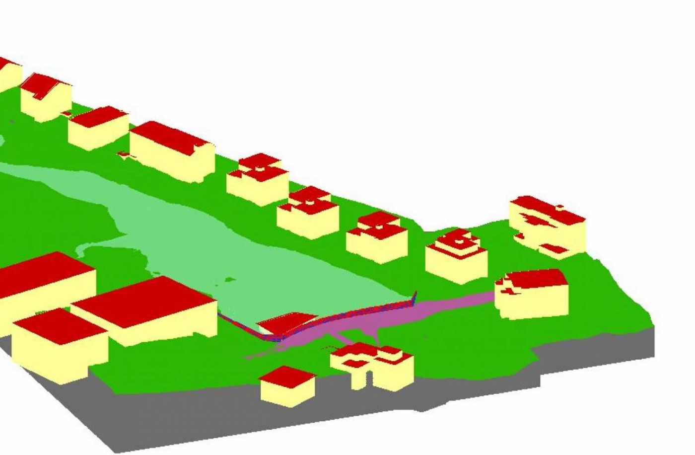 Hochwasserschutz Staldenbach, Pfäffikon, Erfassung Grundlagedaten (DGM), 3D-Visualisierung derunterschiedlichen Varianten., Weitere Dienstleistungen.