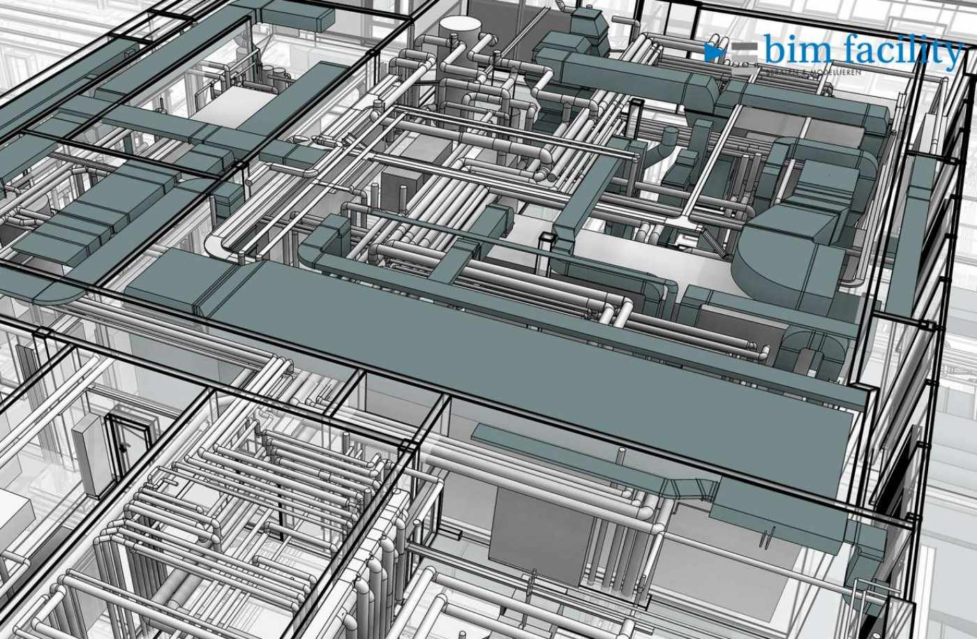 Haustechnikmodell Migros Ostschweiz, 3D Laserscan, 3D- / BIM- Modellierung aus Punktwolke