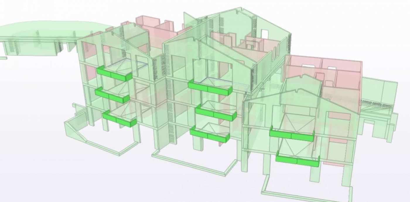 Wohnüberbauung Spycherweg 14+16, 6353 Weggis, Projekt und Baukontrolle für Fundation und Stahlbetonarbeiten,,IFC-Modell für BIM2Field,,Projekt und Baukontrolle für Baugrube und Baugrubensicherung