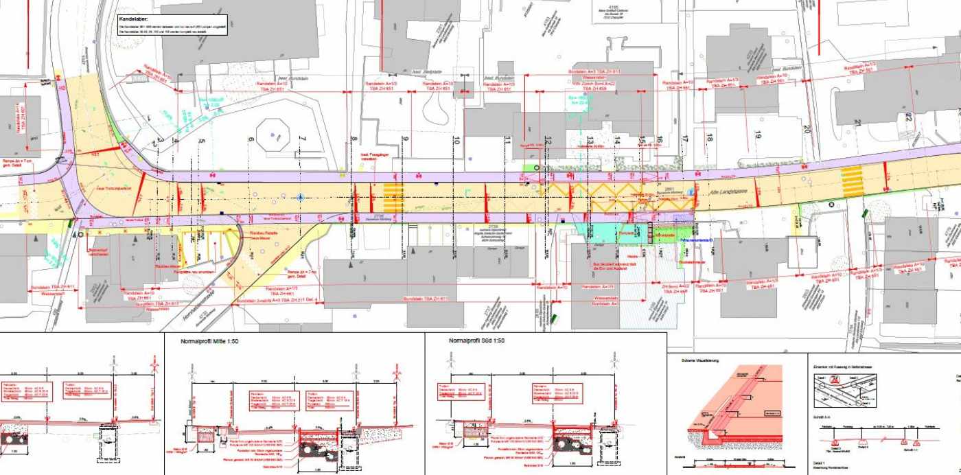 Alte Landstrasse, Kilchberg, Umfassende Grundlagenbeschaffung, Feldaufnahmen, Bauprojekt,, Devisierung, Ausschreibung und Offertvergleich, Ausführungsprojekt, Örtliche Bauleitung, Ausmass und Abrechnung