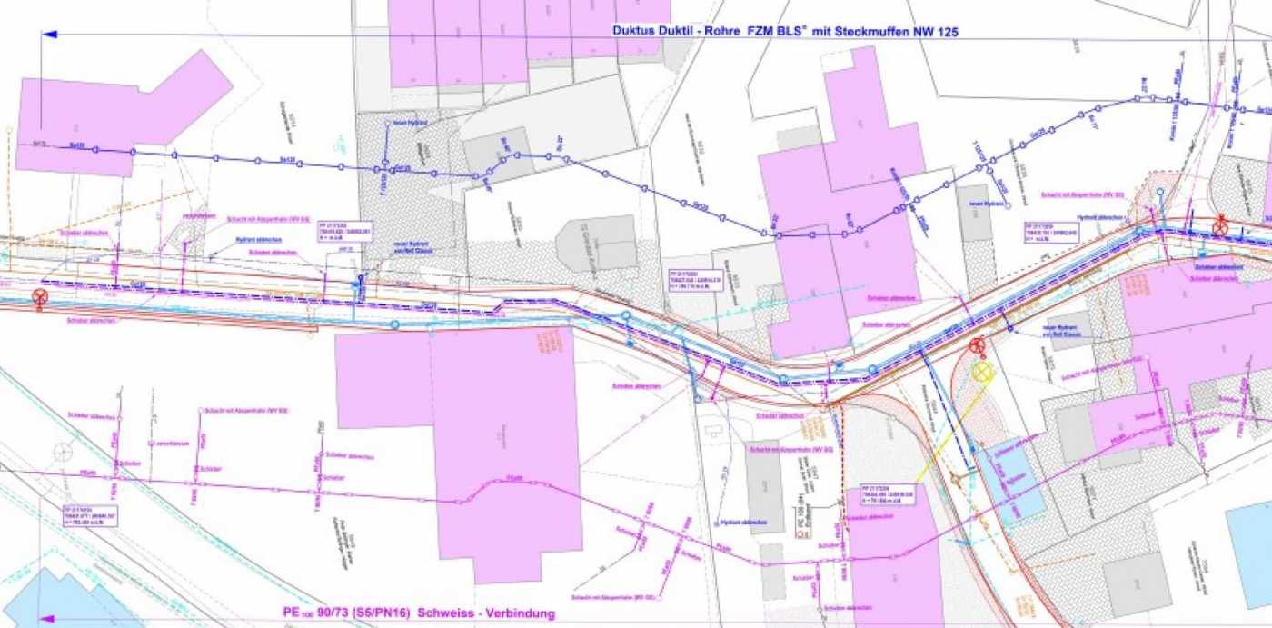 Ersatz Wasserleitung Badstrasse Girenbad Hinwil, Bauprojekt und Ausführung