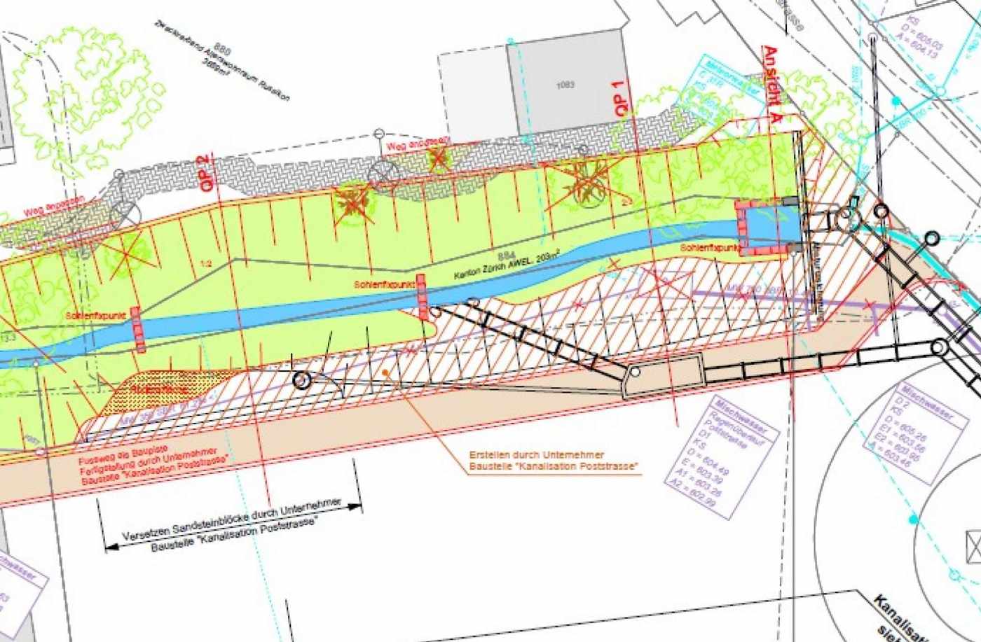 Ausbau Russiker Dorfbach 1. Etappe, Bauprojekt 2011, Ausführungsprojekt 2015, Ausführung 2016