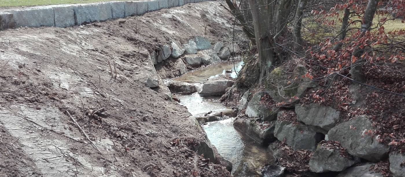 Sandplattenbach Bachufersicherung Nottwil, Vorprojekt, Bauprojekt, Ausführungsprojekt, Bauleitung, Abrechnung, Abschlussdokumentation