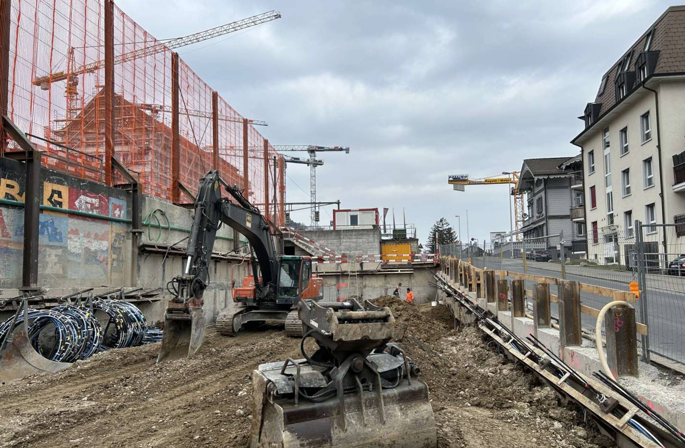 Baugrube Umnutzung Siloareal Oberdorfstrasse 56-58, Horgen-Oberdorf, Prüffähige Statik der Baugrubensicherung und des Schutzgerüsts inkl. Baukontrollen