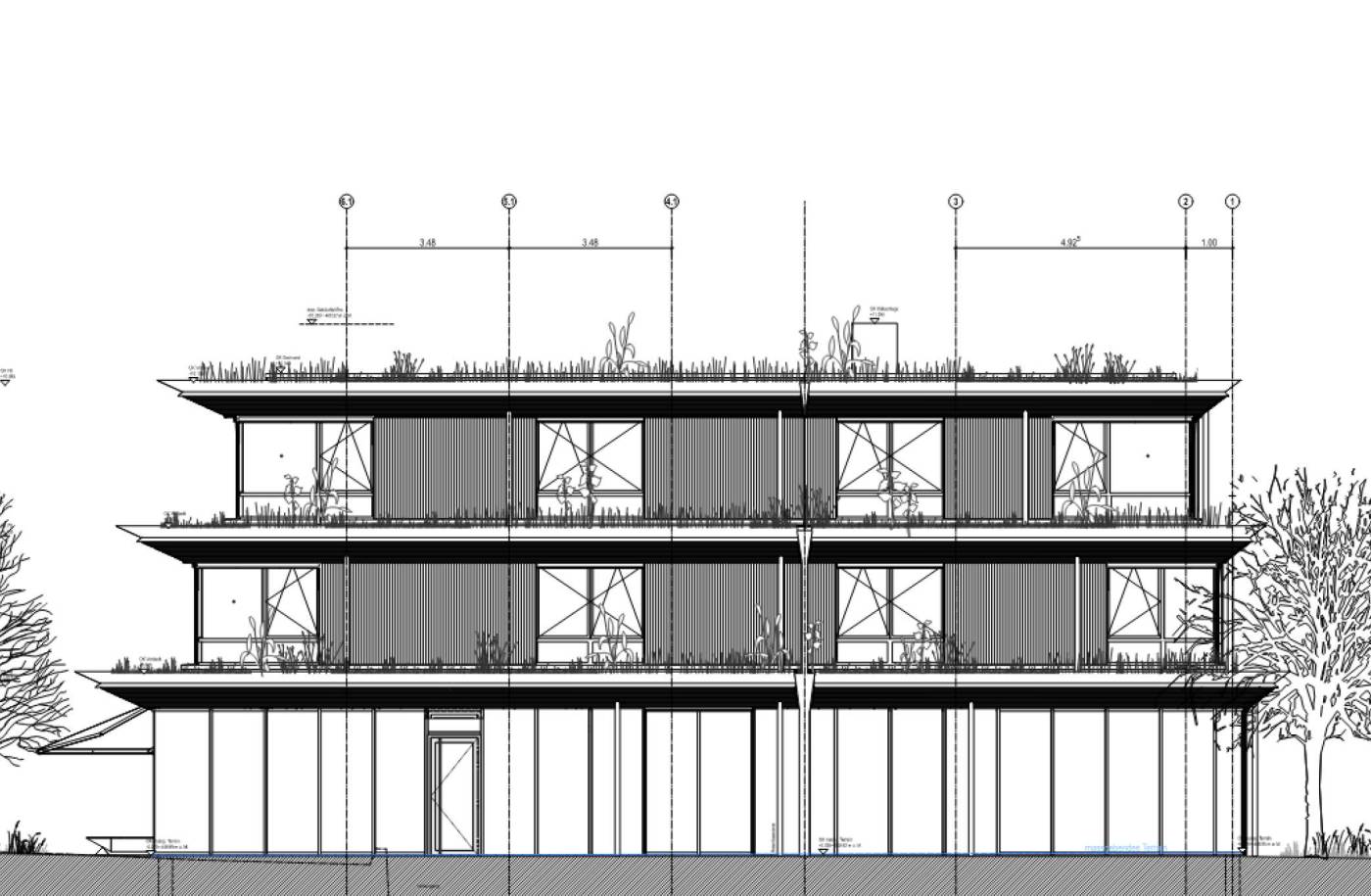 Gewerbe und Wohnhaus Uetikon, Projektierung, Bemessung und Realisierung Holzbauarbeiten