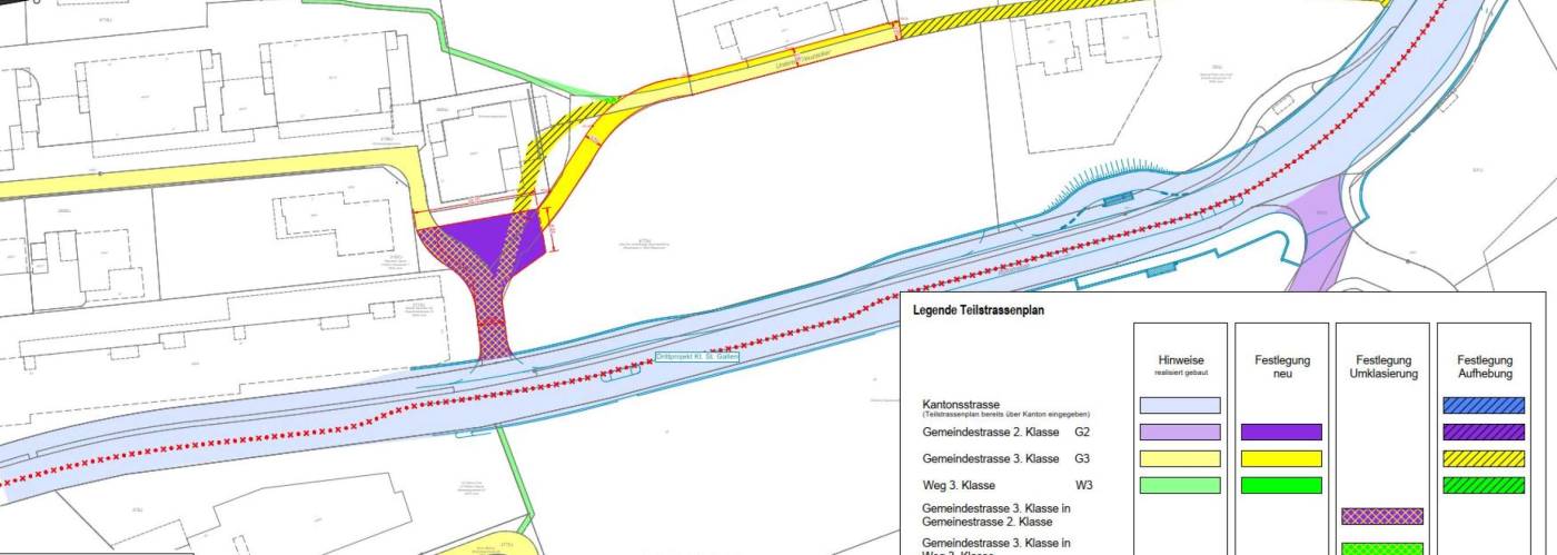 Teilstrassenplan Unterer Kreuzacker, Rapperswil-Jona, Erstellen des Teilstrassenplans, Grundlagenerarbeitung, Vorprojekt, Bauprojekt