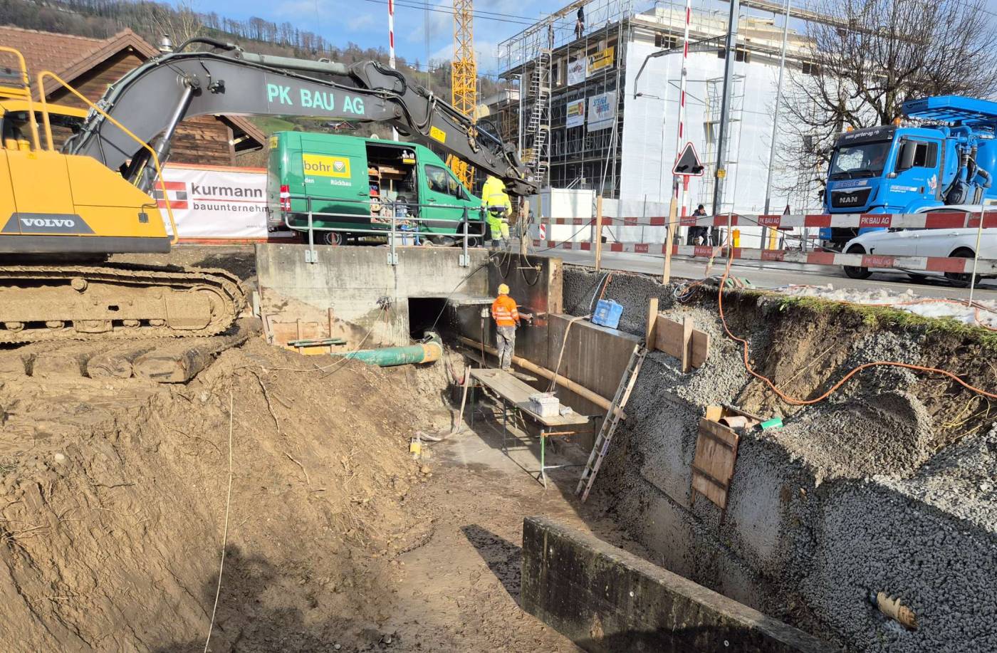 Erschliessung Dangelbachmatte, 6102 Malters, Vorprojekt, Bauprojekt, Ausführungsprojekt, Bauleitung, Tragwerksplanung