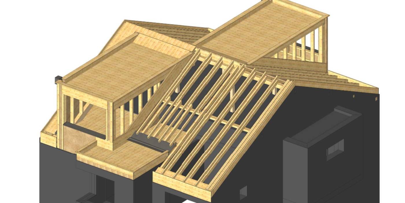 Dachsanierung und Erweiterung EFH Herrliberg, Projektierung, Bemessung und Realisierung Holzbauarbeiten